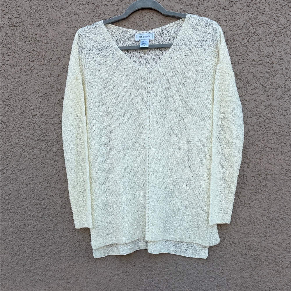 Ces Femme Textured Cream Knit Top